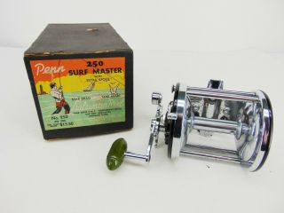 Vintage Penn 250 Surf Master Fishing Reel Metal Spool W/ Box