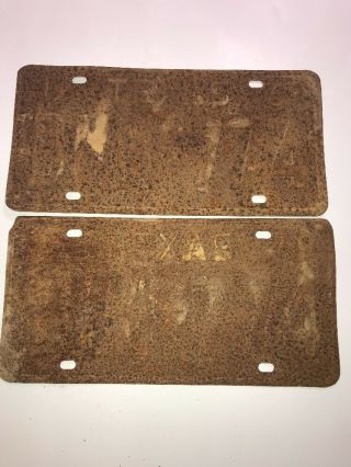 Vintage Texas 1969 License Plate Set Pair Car Truck Automobile Rusted