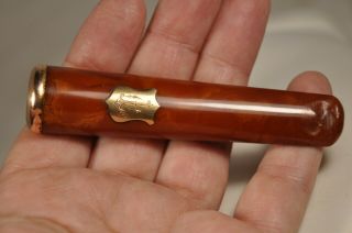Porte Cigare Ancien Ambre Or Massif Antique Amber Solid Gold Cigar Holder 15,  8gr