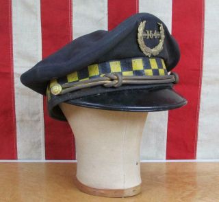 Vintage 1940s Chicago City Police Dept.  Uniform Hat Visor Cap 7 3/8 Antique