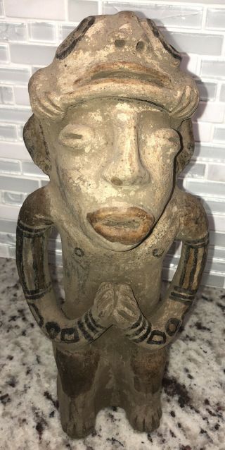 Pre Columbian Mexico Maya Pottery Man Figure Mayan Take A Look 10.  25”