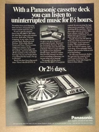 1972 Panasonic Rs - 296us 20 Cassette Carousel Deck Vintage Print Ad
