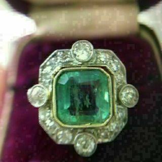 Art Deco 5.  00Ct Green Emerald Antique Vintage 925 Silver Engagement Wedding Ring 2