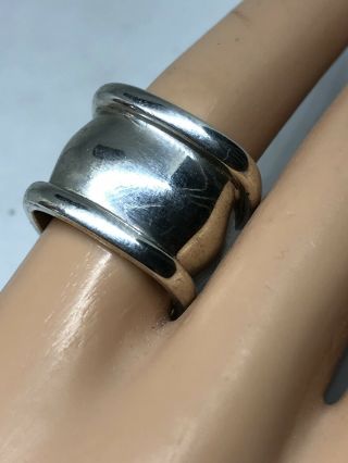 Vintage 925 Sterling Silver Wide Square Rimmed Band Ring Sz 7