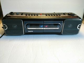 Vintage Sanyo Mw727 Boombox Stereo Dual Cassette Radio For Parts/repair