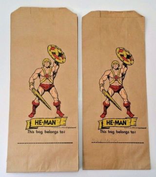 23 Vtg 1983 He - Man Masters Of The Universe Brown Paper Lunch Bag Lunchbox Bags