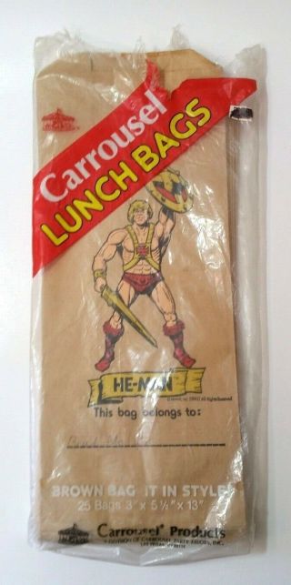 23 Vtg 1983 He - Man Masters Of The Universe Brown Paper Lunch Bag Lunchbox Bags 2