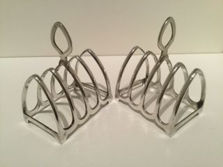 Pair Harrods Of London Art Deco Silver Plate Epns Toast Racks
