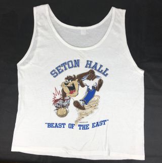 Vintage Seton Hall “beast Of The East” Tasmanian Devil Tank Top 1989 Size Large