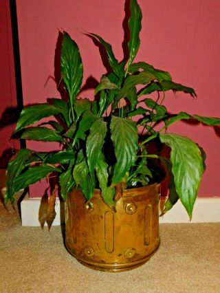 Antique Arts & Crafts Large Brass Planter Jardiniere Plant Pot Coal Bucket