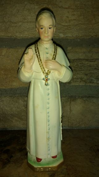 Saint Pope Pius X Antique Statue Christian 9 " Chalkware 257th Catholic Figurine