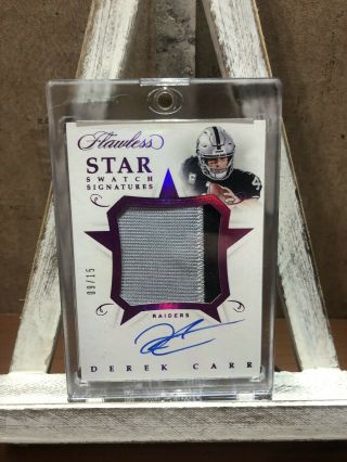 2018 Panini Flawless Derek Carr Auto 2clr Patch Star Swatch Signatures 09/15
