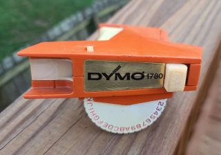 Vintage Dymo Label Maker Model 1780 Orange Label Printer 1/4 3/8