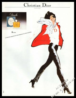 1981 Christian Dior Gruau Perfume Diorella Vintage Print Ad