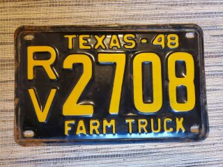 Vintage 1948 Texas License Plate Farm Truck