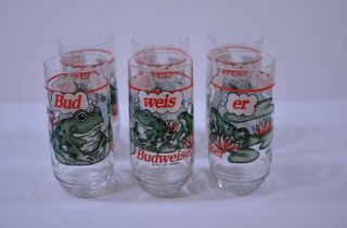 Vintage 1995 Budweiser King Of Beers 16oz Frog Glasses Bud - Weis - Er Set Of 6