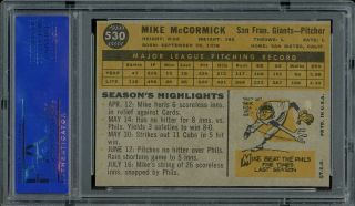 1960 Topps Baseball 530 Mike Mccormick PSA 8 2