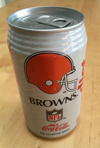 Vintage 1992 Cleveland Browns Nfl Coca Cola Collectible Coke Can Football Logo