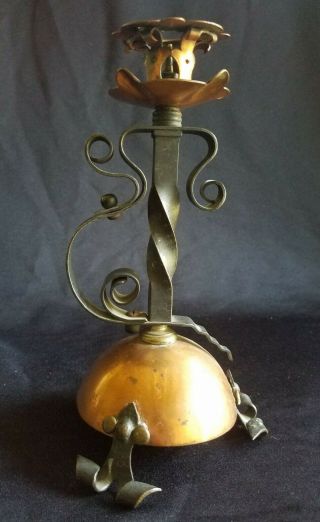 2 Arts & Crafts/Mission Hand Hammered Copper & Brass Candlesticks Roycroft? 2