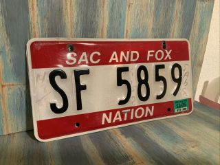 Oklahoma Sac And Fox Native American License Plate - Nr - Rare Sf - 5859