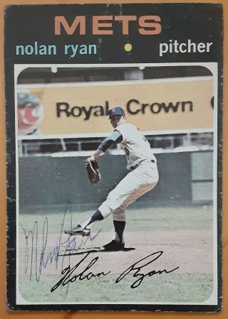 Nolan Ryan 1971 Topps 513 Signed Autographed Baseball Card.  York Mets