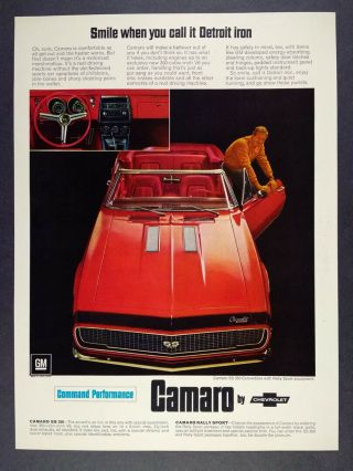 1967 Chevrolet Camaro Ss 350 Convertible Photo Vintage Print Ad