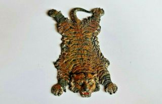 Early 20th Century Cold Painted Pewter Tiger Paperweight