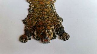 Early 20th Century Cold Painted Pewter Tiger Paperweight 3