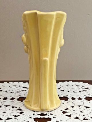 Vintage McCoy USA Matte Yellow Berry & Leaves Handled Flower Vase 2