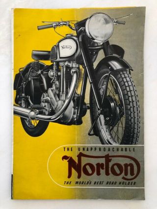 1949 Norton Motorcycle Vintage Advertising Poster Sales Brochure British