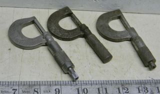 3 Vintage Micrometers Brown & Sharpe And Almond 0 - 1 Inch