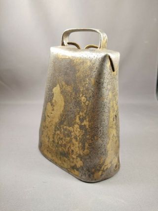 Vintage 6 " Antique Metal Cow Bell Hand Forged Metal Brazed Finish Classic Tone
