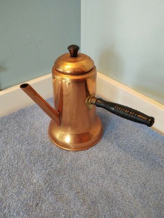 Vintage Copper Craft Guild Coffee Tea Pot W/ Lid Side Handle Server
