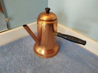 Vintage Copper Craft Guild Coffee Tea Pot w/ Lid Side Handle Server 2