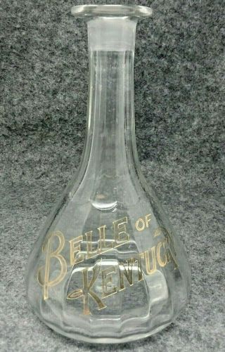 Antique Belle Of Kentucky Gold Etched Back Bar Decanter Whiskey Bottle Liquor