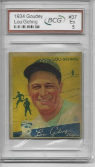 1934 Goudey Lou Gehrig 37 - Below - Bcg Ex 5