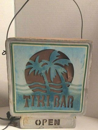 Vintage Tiki Bar Open Beer Metal Light Lamp Sign Bar Decor Man Cave Hawaiian 3