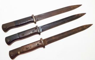3 Old Antique Wwii Era German Military Bayonets E.  U.  F.  Horster E.  Pack & S.
