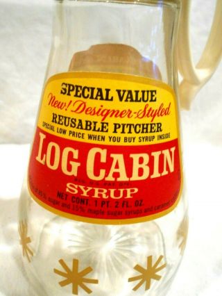 Vintage 1960 ' s Log Cabin Syrup Pitcher Labels - Gold Stars 2