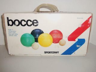 Sportcraft Bocce Ball Set Lawn Bowling 1981 Vintage Complete 3 " Junior - 1116sh