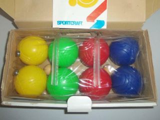 Sportcraft Bocce Ball Set Lawn Bowling 1981 Vintage Complete 3 