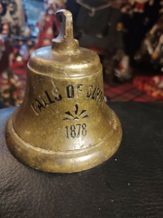 Small Antique Bronze Brass Nautical Bell Boat Ship.  Falls Of Clyde.  1878