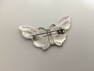 Antique Art Deco Sterling Silver & Guilloche Enamel Butterfly Brooch circa - 1920 2