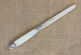 French Silver Letter Opener With Mother Of Pearl Handle