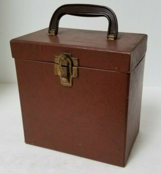 Vintage Brown Amfile Platter - Pak 45 Rpm Record Holder Carry Case Box No.  700