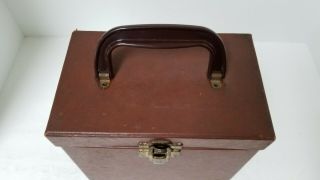 Vintage Brown Amfile PLATTER - PAK 45 RPM RECORD HOLDER CARRY CASE BOX NO.  700 3