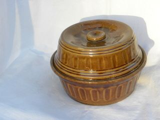Vintage Mccoy Pottery Stoneware Brown Covered Casserole Dish Usa