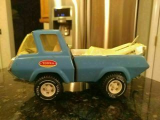 Vtg Mini Tonka Start Cart Tow Truck Wrecker Pressed Steel 1970s 1235 Blue White