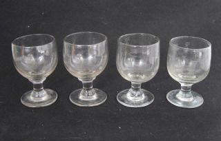 4 Antique Early Victorian Handmade Rummer Wine Glasses Gadget Marks 1840 G