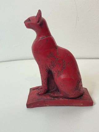 Egyptian Antique Statue Of Figurine Red Egypt Cat ?? Goddess Bast Bastet